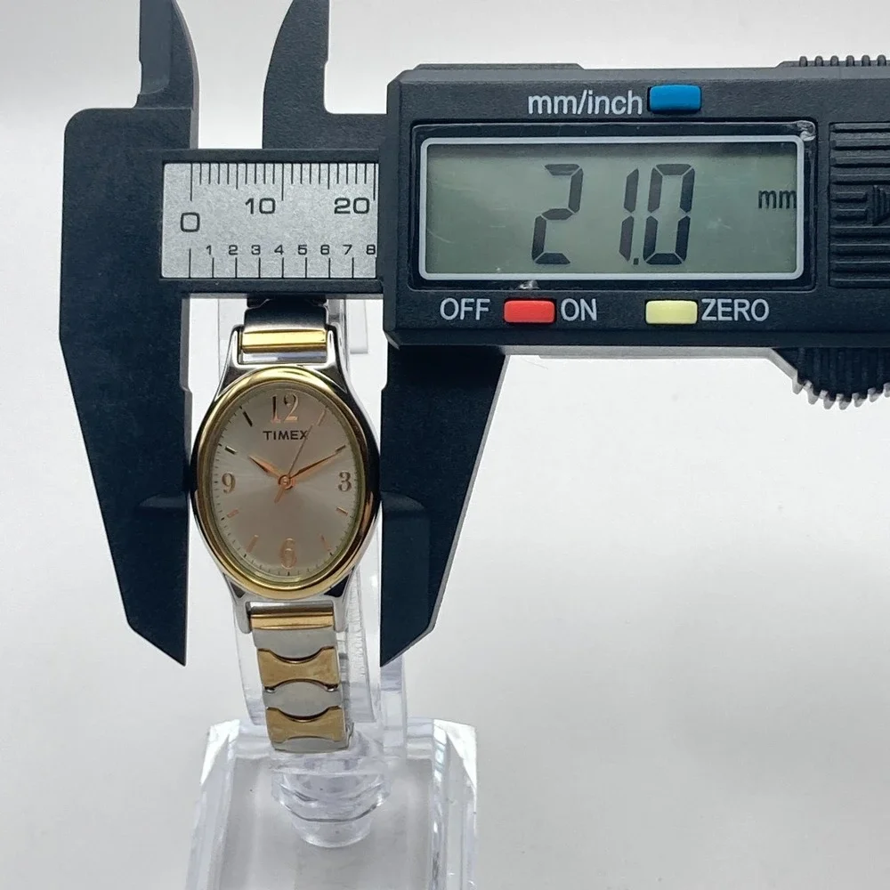 Timex Cavatina Watch Women 21mm Gold Silver Tone Stretch Band New Battery 6.25